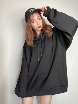 「アイテム（帽子）」を使った、りなさん（レディース・156cm）の冬コーディネート