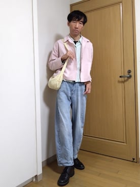 「オックスフォードシャツ」｜特養介護士さん（メンズ・170cm）の春コーディネート
