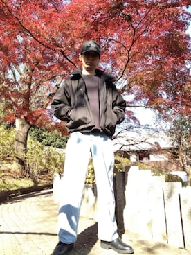 「アイテム（Tシャツ/カットソー、ブラック系）」を使った、特養介護士さん（メンズ・170cm）の冬コーディネート