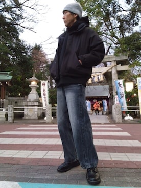 「アイテム（ダウンジャケット/コート）」を使った、特養介護士さん（メンズ・170cm・40代）の冬コーディネート