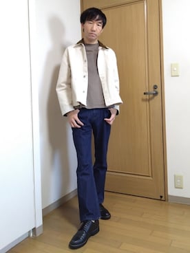 「アイテム（カバーオール）」を使った、特養介護士さん（メンズ・170cm）の秋コーディネート
