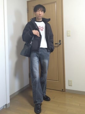 「tk.TAKEO KIKUCHI（ティーケータケオキクチ）のアイテム（バッグ）」を使った、特養介護士さん（メンズ・170cm）の冬コーディネート