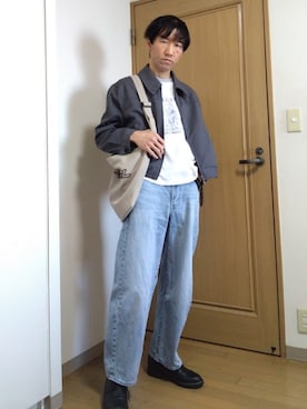 「GU（ジーユー）のアイテム（パンツ）」を使った、特養介護士さん（メンズ・170cm）の春コーディネート