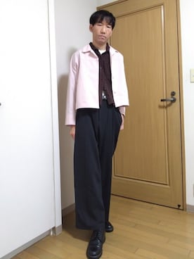 「UNIQLO（ユニクロ）のアイテム（ジャケット/アウター、ピンク系）」を使った、特養介護士さん（メンズ・170cm）の夏コーディネート