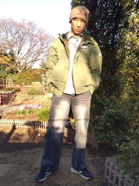 「アイテム（ナイロンジャケット）」を使った、特養介護士さん（メンズ・170cm）の冬コーディネート