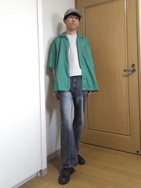 「GLOBAL WORK（グローバルワーク）のアイテム」を使った、特養介護士さん（メンズ・170cm）の夏コーディネート