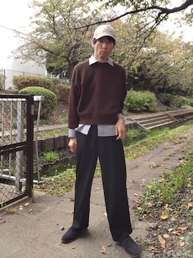 「アイテム（スラックス）」を使った、特養介護士さん（メンズ・170cm・40代）の秋コーディネート