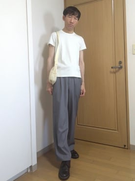 「UNIQLO（ユニクロ）のアイテム（バッグ、イエロー系）」を使った、特養介護士さん（メンズ・170cm）の春コーディネート