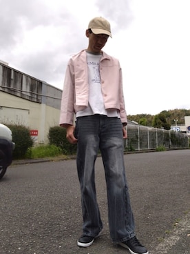 「アイテム（キャップ）」を使った、特養介護士さん（メンズ・170cm）の春コーディネート