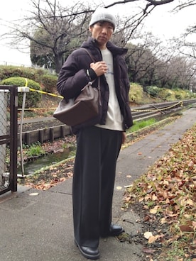 「アイテム（ボストンバッグ）」を使った、特養介護士さん（メンズ・170cm）の冬コーディネート