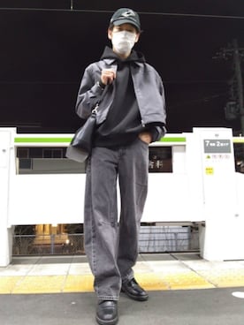 「tk.TAKEO KIKUCHI（ティーケータケオキクチ）のアイテム（バッグ）」を使った、特養介護士さん（メンズ・170cm）の冬コーディネート