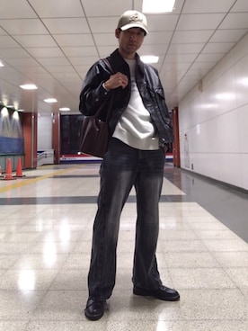 「アイテム（ドレスシューズ）」を使った、特養介護士さん（メンズ・170cm・40代）の秋コーディネート