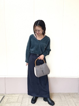 「アイテム（レインシューズ）」を使った、MINAMIさん（レディース・155cm）の秋コーディネート