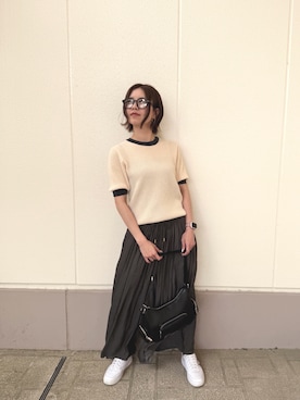 「ITEMS URBANRESEARCH（アイテムズ アーバンリサーチ）のアイテム（ニット/セーター）」を使った、MINAMIさん（レディース・155cm）の春コーディネート