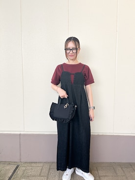 「アイテム（メガネ）」を使った、MINAMIさん（レディース・155cm）の秋コーディネート