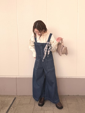 「ITEMS URBANRESEARCH（アイテムズ アーバンリサーチ）のスクエアローファー（ローファー、ブラウン系）」を使った、MINAMIさん（レディース・155cm）の春コーディネート