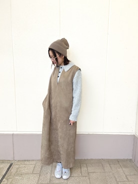 「おでかけコーデ」｜「アイテム（ニットキャップ/ビーニー）」を使った、MINAMIさん（レディース・155cm）の秋コーディネート