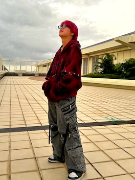 「アイテム（カーゴパンツ）」を使った、Jさん（メンズ・170cm）の夏コーディネート