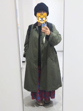 「アイテム（ステンカラーコート）」を使った、ホシコさん（レディース・153cm）の秋コーディネート