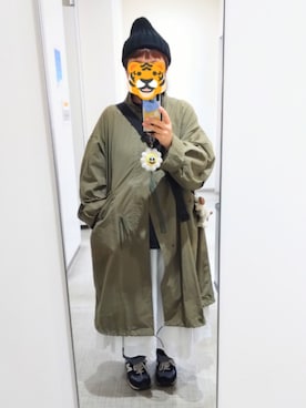 「アイテム（モッズコート）」を使った、ホシコさん（レディース・153cm）の秋コーディネート
