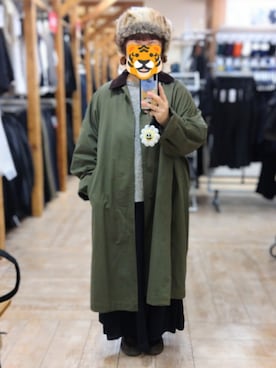 「アイテム（ステンカラーコート）」を使った、ホシコさん（レディース・153cm）の秋コーディネート