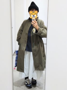 「アイテム（モッズコート）」を使った、ホシコさん（レディース・153cm）の秋コーディネート