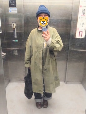 「アイテム（モッズコート）」を使った、ホシコさん（レディース・153cm）の秋コーディネート