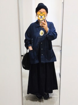 「アイテム（デニムジャケット）」を使った、ホシコさん（レディース・153cm）の秋コーディネート