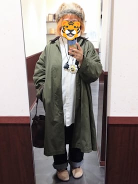 「アイテム（ステンカラーコート）」を使った、ホシコさん（レディース・153cm）の秋コーディネート