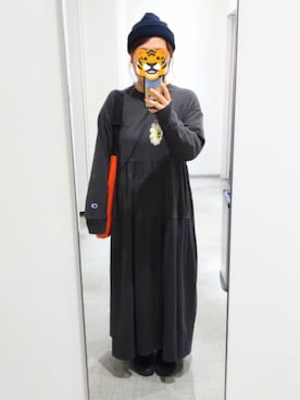「アイテム（エコバッグ/サブバッグ）」を使った、ホシコさん（レディース・153cm）の秋コーディネート