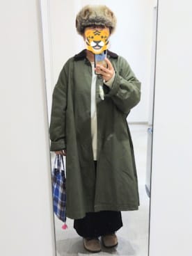 「アイテム（ステンカラーコート）」を使った、ホシコさん（レディース・153cm）の秋コーディネート