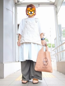 「アイテム（ベスト）」を使った、ホシコさん（レディース・153cm）の夏コーディネート