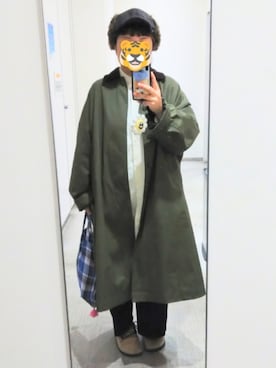 「アイテム（ステンカラーコート）」を使った、ホシコさん（レディース・153cm）の秋コーディネート