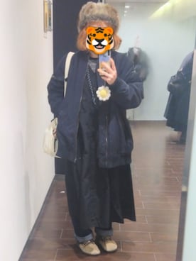 「アイテム（MA-1）」を使った、ホシコさん（レディース・153cm）の冬コーディネート