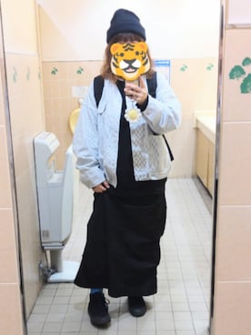 「アイテム（カバーオール）」を使った、ホシコさん（レディース・153cm）の秋コーディネート