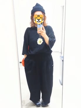 「アイテム（エコバッグ/サブバッグ）」を使った、ホシコさん（レディース・153cm）の秋コーディネート
