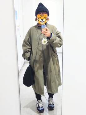 「アイテム（モッズコート）」を使った、ホシコさん（レディース・153cm）の秋コーディネート