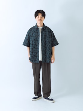 「ITEMS URBANRESEARCH（アイテムズ アーバンリサーチ）の『接触冷感/速乾/イージーケア』WINDY MESH ショートスリーブ シャツ（シャツ/ブラウス、その他）」を使った、uedaさん（メンズ・170cm）の夏コーディネート