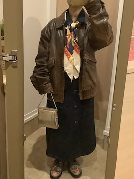 「アイテム（バンダナ/スカーフ）」を使った、masemakoさん（レディース・150cm）の秋コーディネート