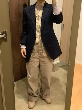 「アイテム（シャツ/ブラウス、ベージュ系）」を使った、masemakoさん（レディース・150cm）の冬コーディネート