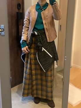 「アイテム（ノーカラージャケット）」を使った、masemakoさん（レディース・150cm）の秋コーディネート