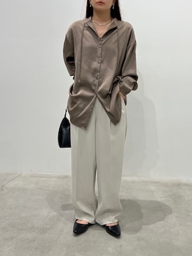 「select MOCA（セレクトモカ）の【ZOZO限定】フェイクレザーミニホーボーバッグ（ハンドバッグ、ブラック系）」を使った、Renaさん（レディース・151cm）の春コーディネート