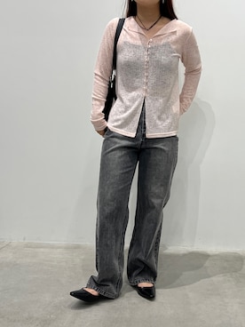 「select MOCA（セレクトモカ）のダブルコードリングネックレス（ネックレス、シルバー系）」を使った、Renaさん（レディース・151cm）の夏コーディネート