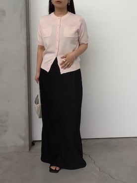 「select MOCA（セレクトモカ）のハーフムーンカーブミニハンドバッグ（ハンドバッグ、グレー系）」を使った、Renaさん（レディース・151cm）の夏コーディネート