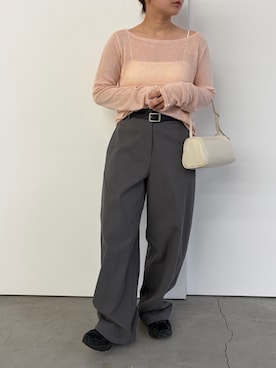 「select MOCA（セレクトモカ）のスクエアミニコロンハンドバッグ（ハンドバッグ、ホワイト系）」を使った、Renaさん（レディース・151cm）の春コーディネート