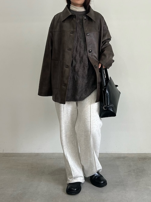 セール】ステンカラーフェイクレザージャケット（ステンカラーコート