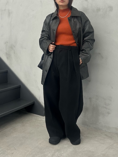 ステンカラーコート コート ステンカラーフェイクレザージャケット