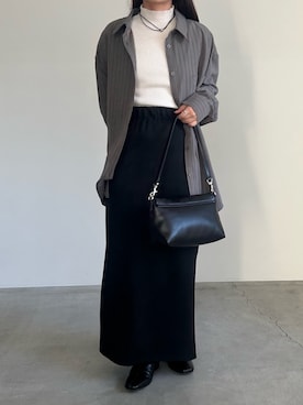 「select MOCA（セレクトモカ）のフェイクスエードナロースカート（スカート）」を使った、Renaさん（レディース・151cm）の秋コーディネート