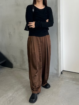 「アイテム（スリッポン）」を使った、Renaさん（レディース・151cm）の秋コーディネート