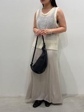 「select MOCA（セレクトモカ）のトライアングルワンショルダーバッグ（ショルダーバッグ、ブラック系）」を使った、Renaさん（レディース・151cm）の春コーディネート